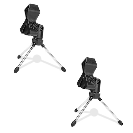 5 Core 5 Core 2 Pieces Premium Mini Microphone Stand Tripod Universal Adjustable Desk Microphone Stand Portable Foldable Table Top Desktop Stand with Small Plastic Microphone Clip DMS 03 2PCS DMS 03 2PCS